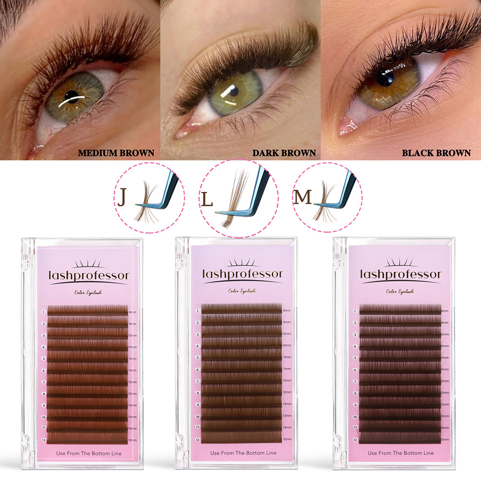 Eyelash Extension Russian - Pestañas individuales de cachemira marrón J