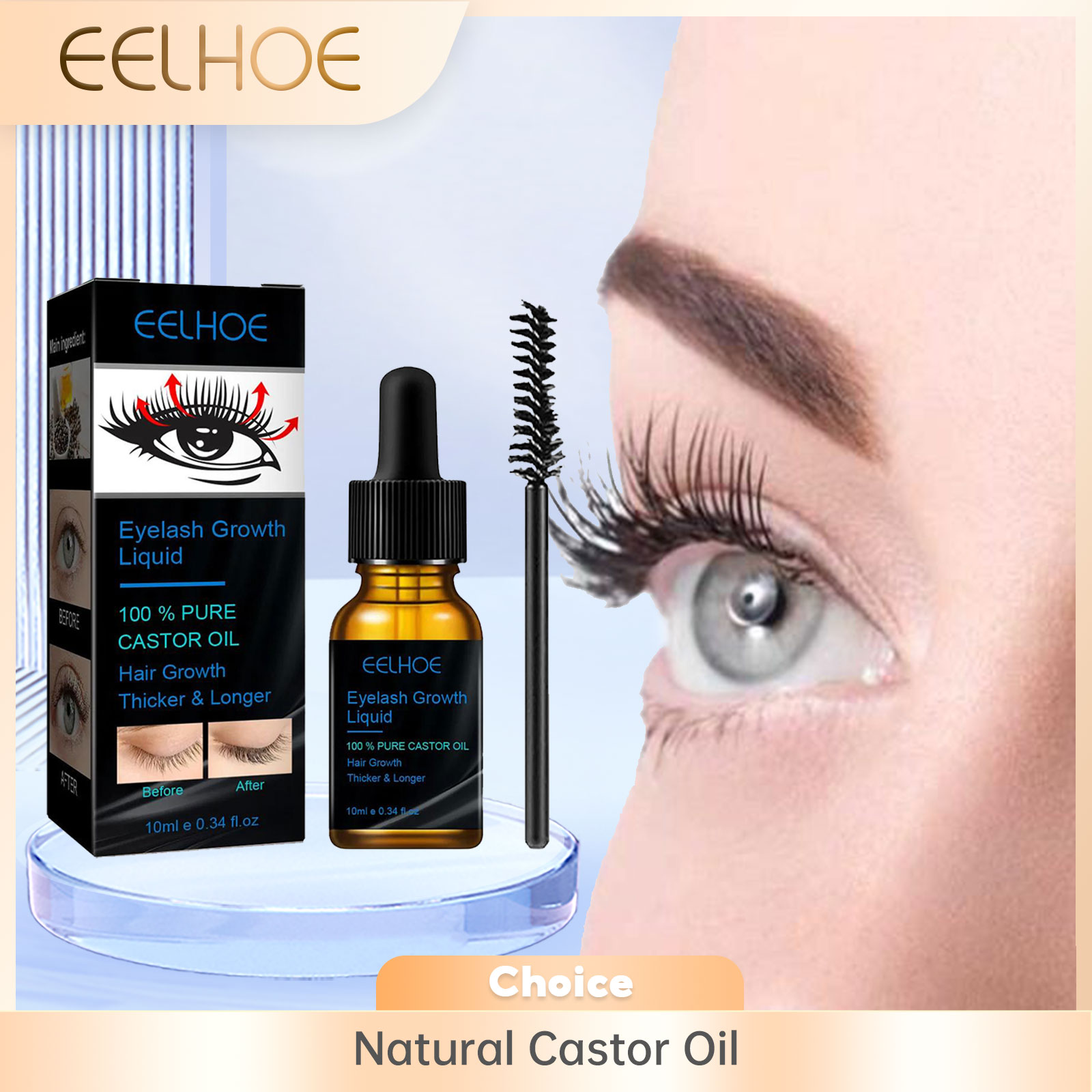 Eyelash Extension Human Hair - Suero de Aceite de Ricino para